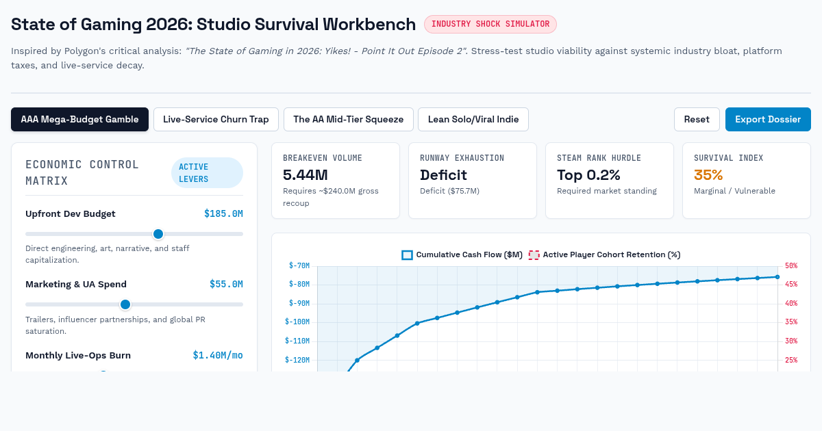 State of Gaming 2026: Studio Survival & Economic Shock Workbench preview