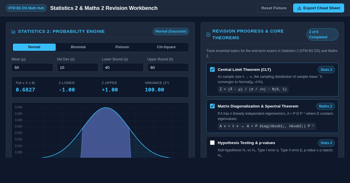 Statistics 2 and Maths 2 Revision Workbench preview