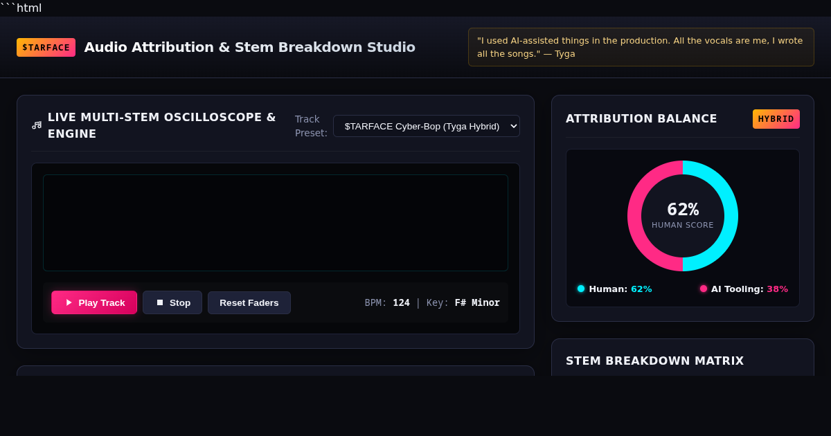 Audio Attribution & Stem Studio | $TARFACE Production Deconstruct preview