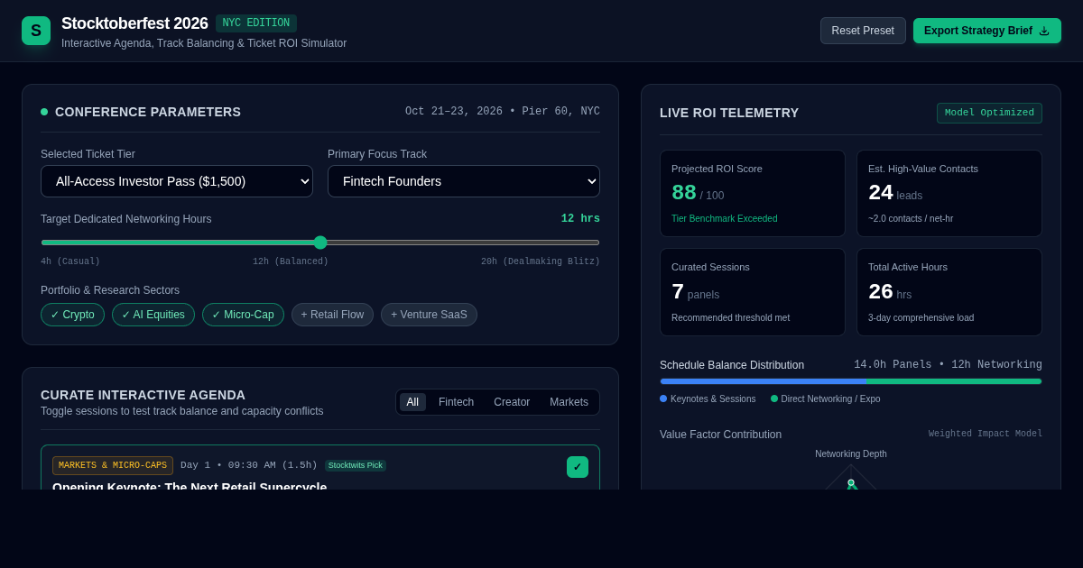 Stocktoberfest 2026 NYC Agenda & Ticket ROI Simulator preview