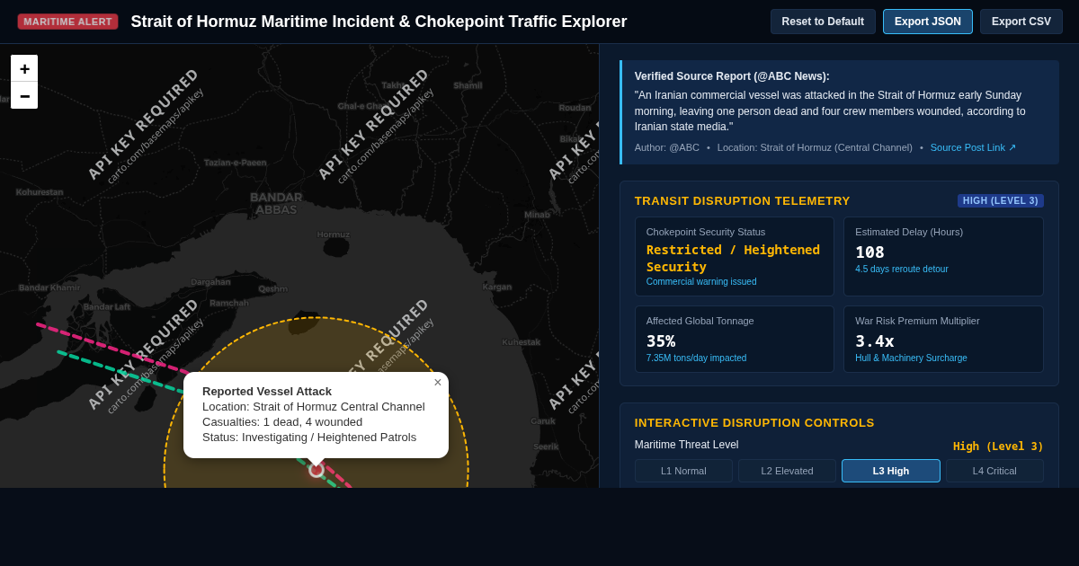 Strait of Hormuz Maritime Incident & Chokepoint Traffic Explorer preview