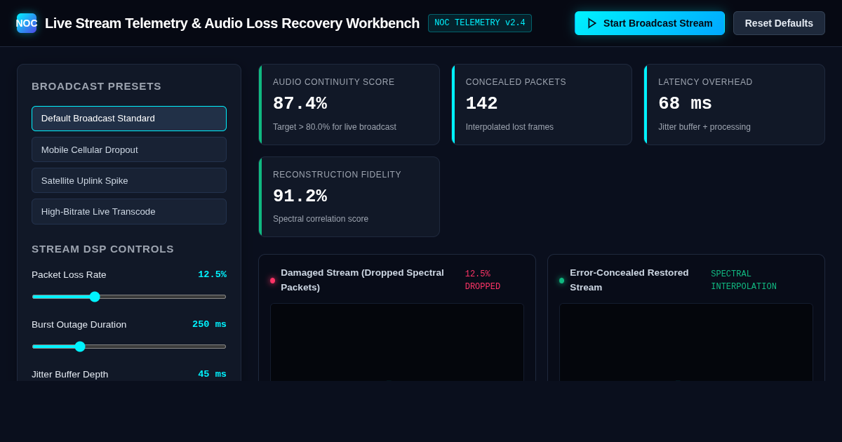 Live Stream Telemetry & Audio Loss Recovery Workbench preview