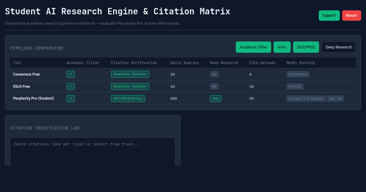 Student AI Research Engine & Citation Matrix preview
