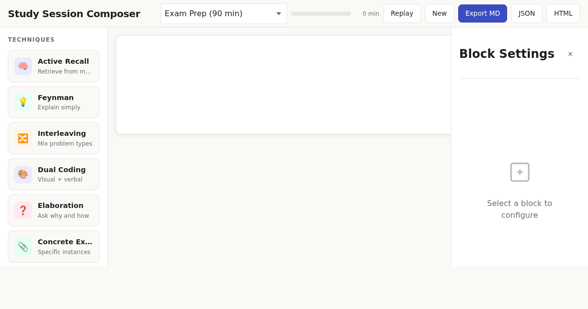Study Session Composer — Build Evidence-Based Study Plans preview