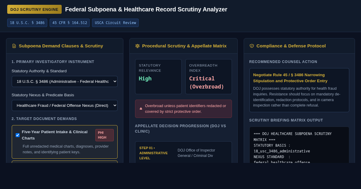 Federal Subpoena & Healthcare Record Scrutiny Analyzer preview