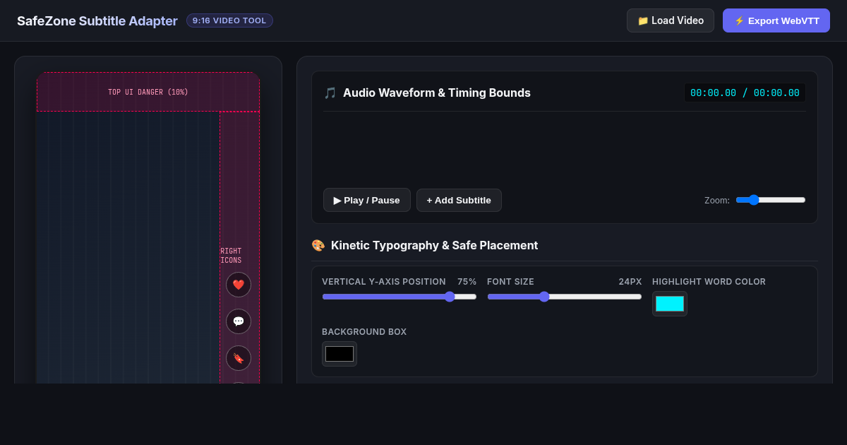 Short-Form Subtitle Safe-Zone Adapter & Timing Editor preview