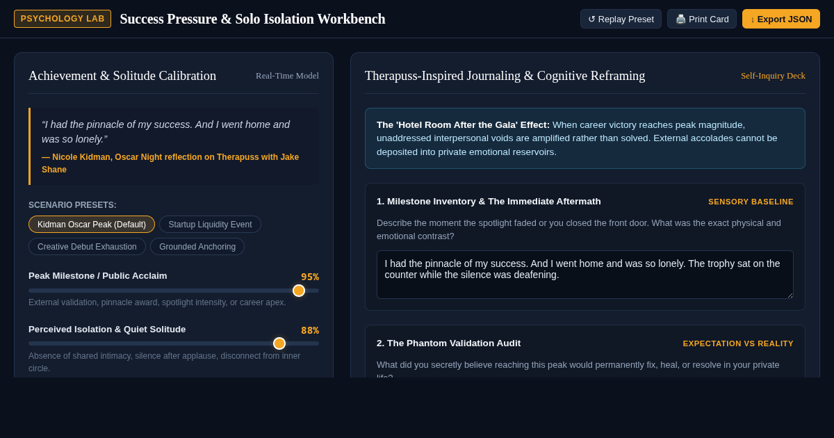 Success Pressure & Solo Isolation Reflection Workbench preview