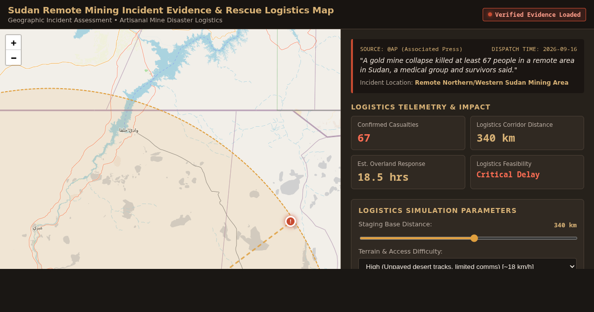 Sudan Remote Mining Incident Evidence and Rescue Logistics Map preview