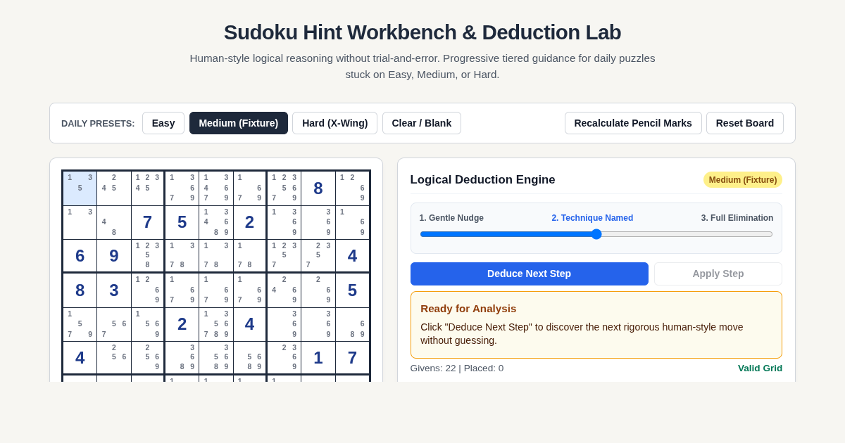 Sudoku Hint Workbench & Deduction Lab preview