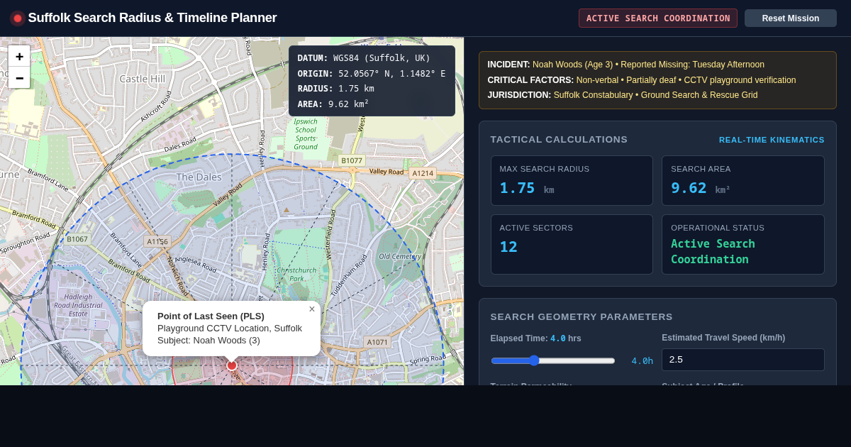 Suffolk Search Radius & Timeline Planner preview