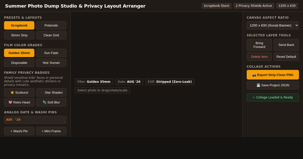 Summer Photo Dump Studio & Privacy Layout Arranger preview