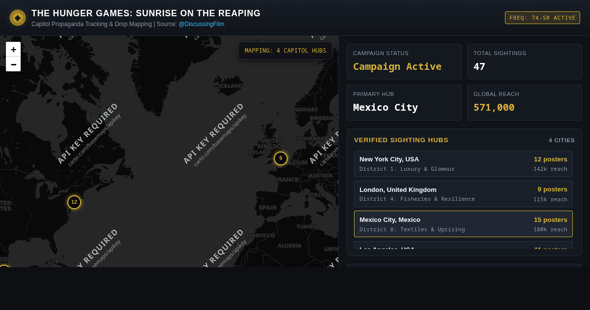 The Hunger Games Sunrise On The Reaping Global Capitol Poster Campaign Mapper preview