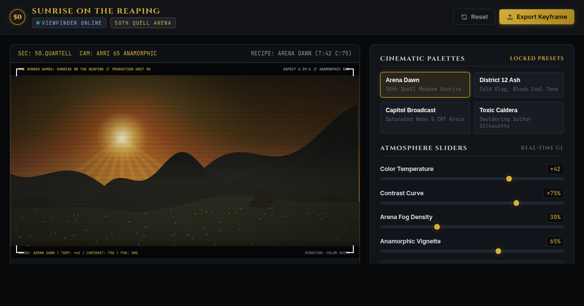 Sunrise on the Reaping: Visual Palette & Scene Director preview