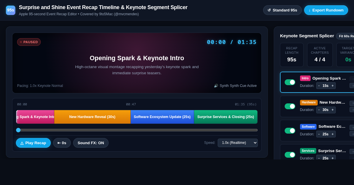 Surprise and Shine Event Recap Timeline & Keynote Segment Splicer preview