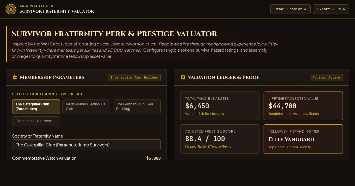 Survivor Fraternity Perk & Prestige Valuator preview