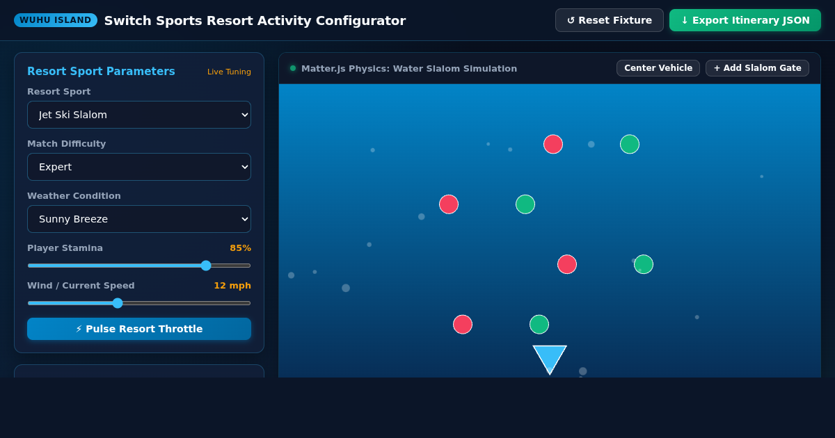 Switch Sports Resort Activity Configurator preview