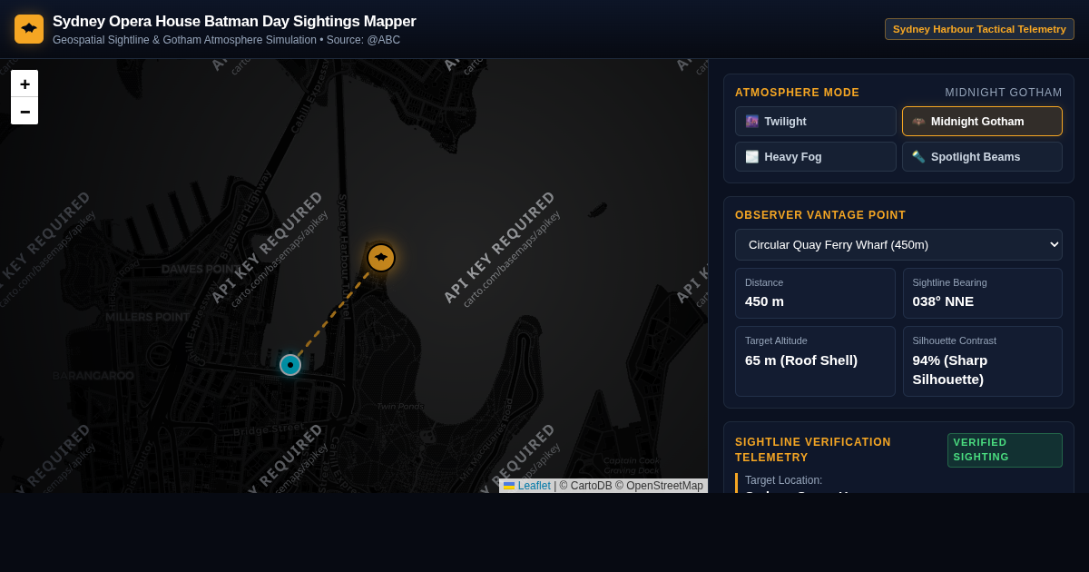 Sydney Opera House Batman Day Sightings Mapper & Atmosphere Simulator preview