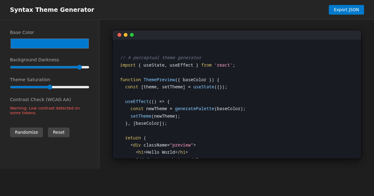 Syntax Theme Generator preview