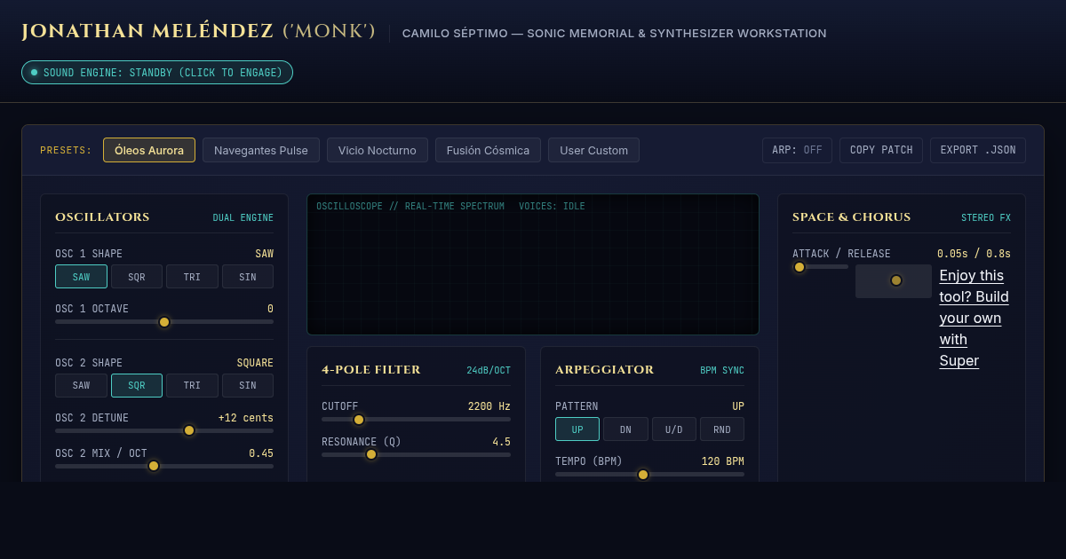 Jonathan Meléndez ('Monk') — Sonic Memorial & Synthesizer Workstation preview