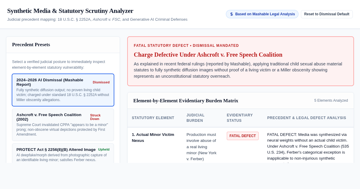 Synthetic Media & Statutory Legal Precedent Analyzer preview