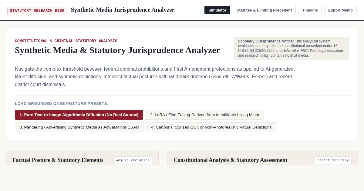 Synthetic Media & Statutory Jurisprudence Analyzer | AI Legal Precedent Explorer preview