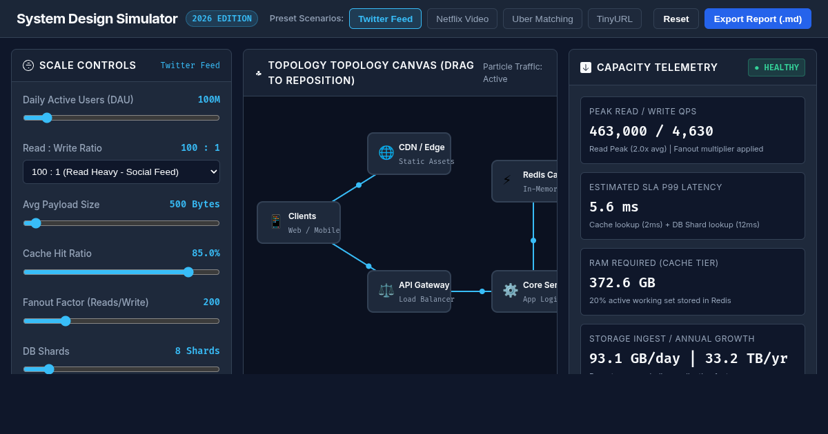 System Design Interview Architecture & Capacity Simulator preview