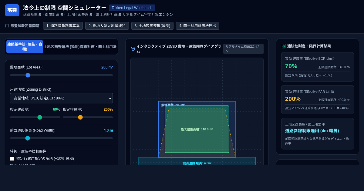 Takken Legal Land Restrictions Workbench (宅建 法令上の制限 空間シミュレーター) preview