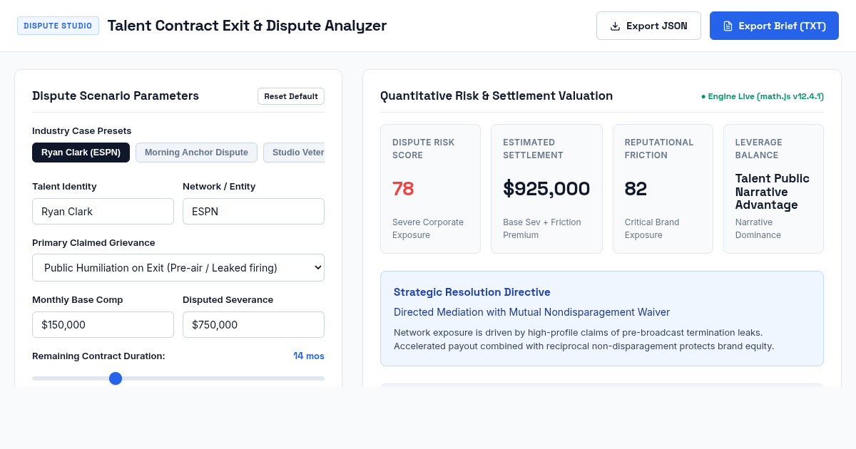 Talent Contract Exit & Dispute Analyzer preview