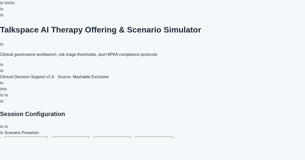 Talkspace AI Therapy Offering & Scenario Simulator preview