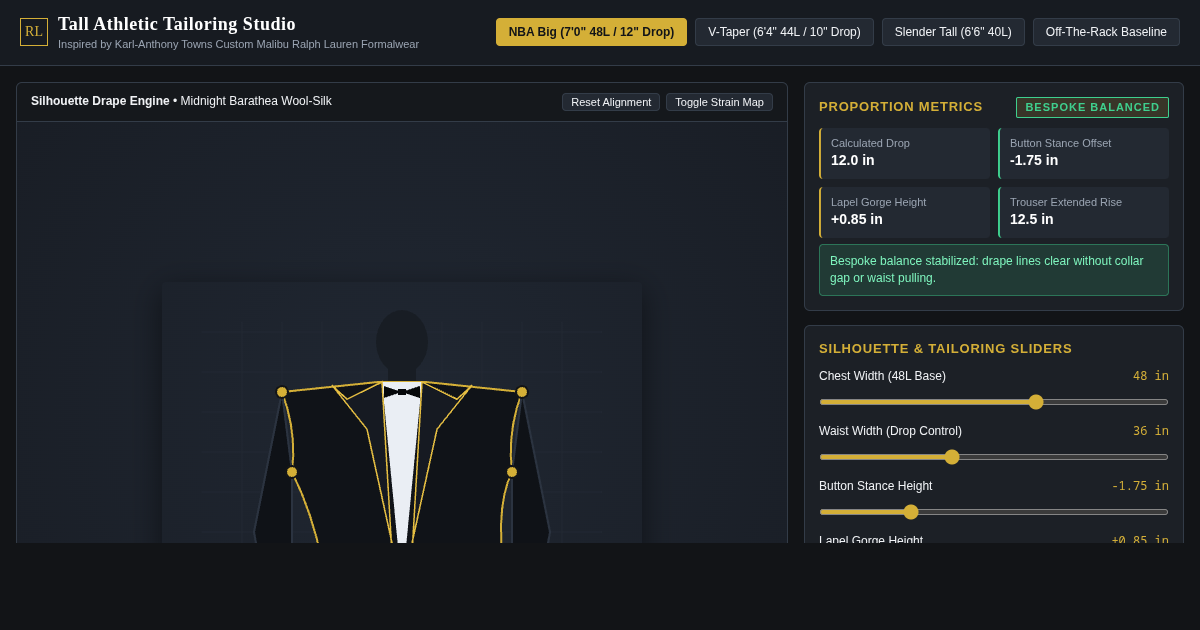 Tall Athletic Tailoring Studio | Bespoke Formalwear Proportions preview