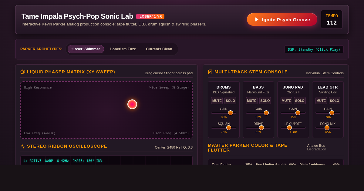 Tame Impala Psych-Pop Sonic Lab — Kevin Parker Studio Archetype preview