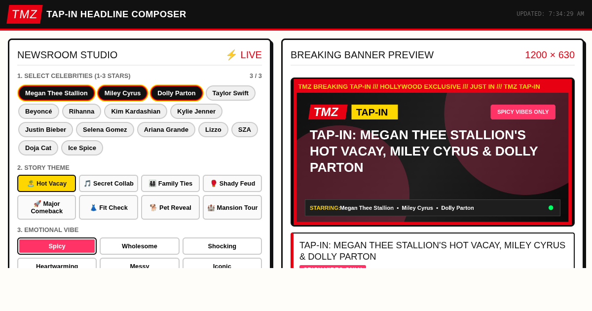 TMZ Tap-In Headline Composer preview