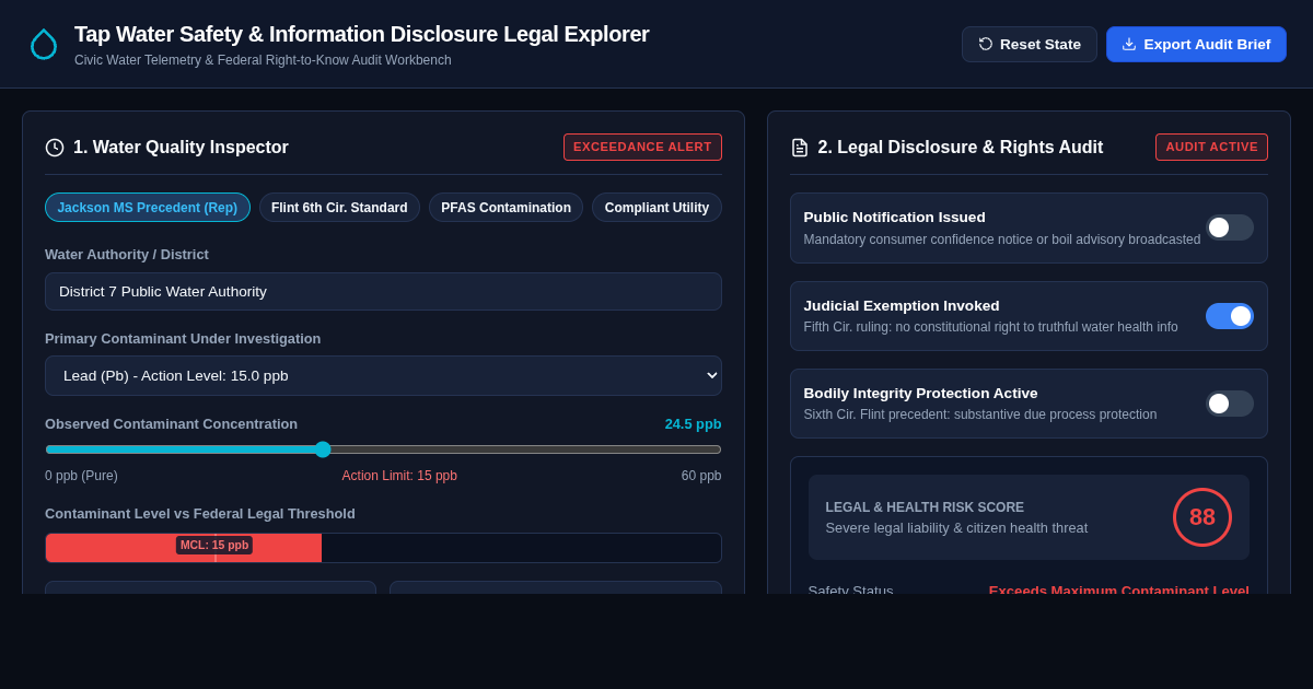 Tap Water Safety & Information Disclosure Legal Explorer preview