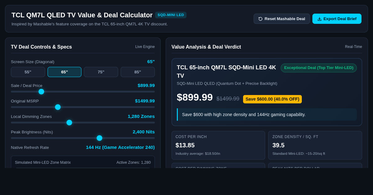 TCL QM7L QLED TV Value & Deal Calculator preview