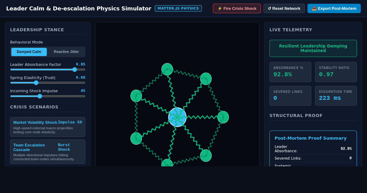 Leader Calm & De-escalation Physics Simulator preview