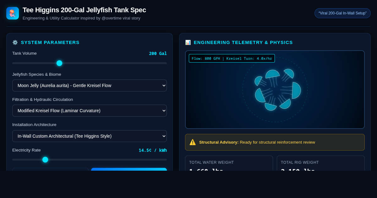 Tee Higgins Jellyfish Tank Spec & Aquarium Cost Calculator preview