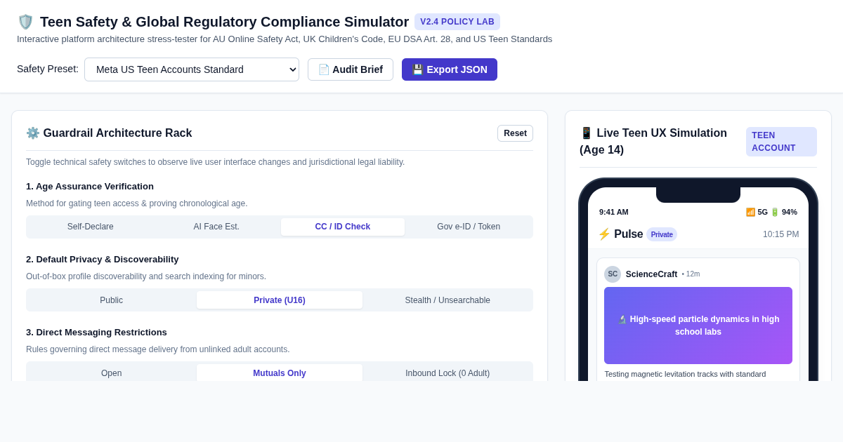Teen Social Media Guardrails & Global Regulatory Compliance Simulator preview