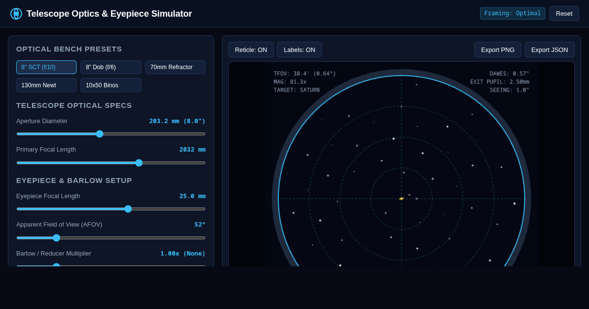 Telescope Optics & Sky Field-of-View Workbench preview