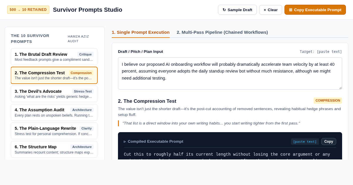 Survivor Prompts: The 10 Retained ChatGPT Workflows preview