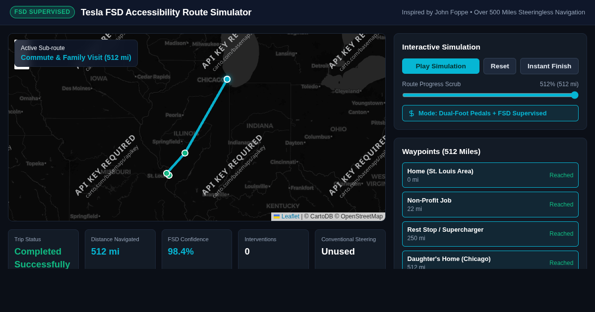 Tesla FSD Accessibility Route Simulator preview