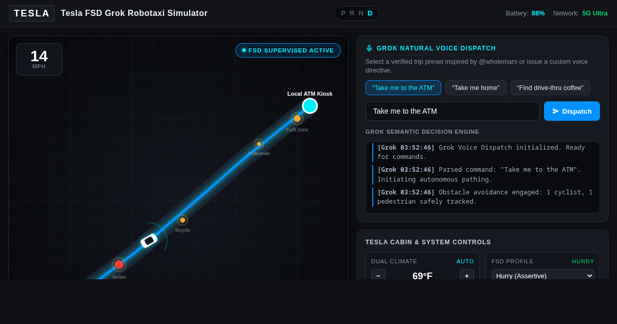 Tesla FSD Grok Robotaxi Simulator preview