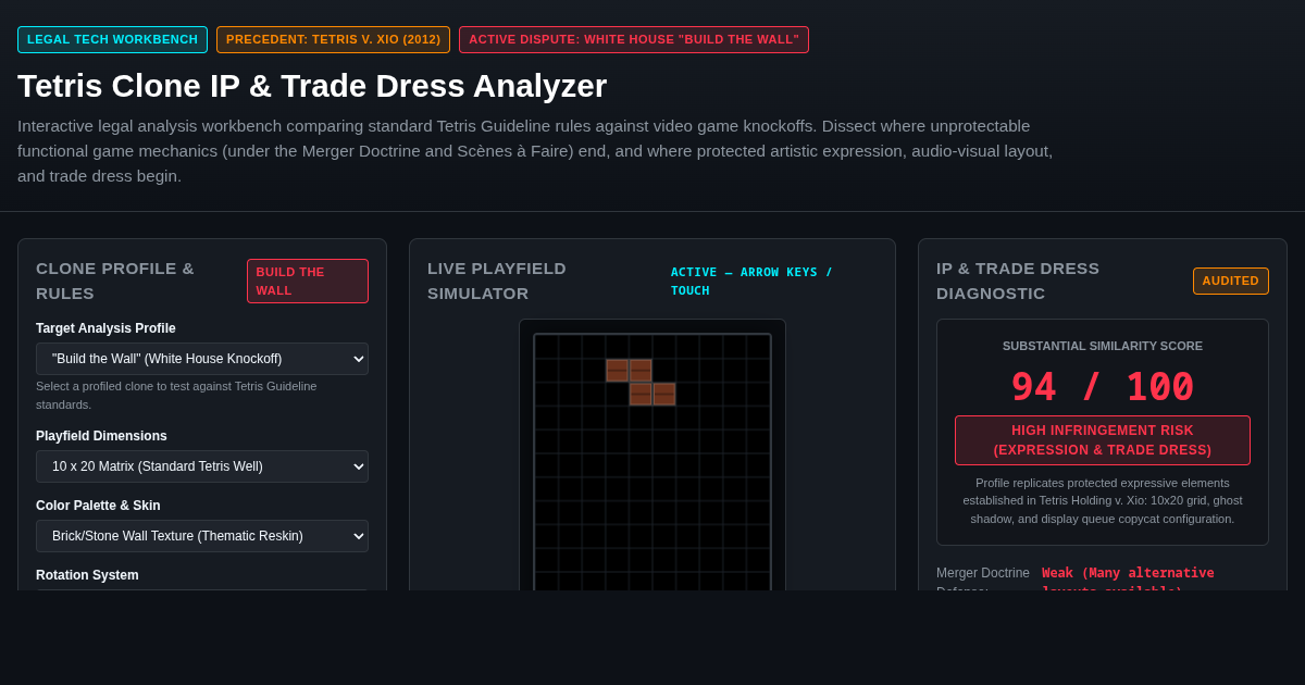 Tetris Clone IP & Trade Dress Analyzer — Video Game Copyright Workbench preview