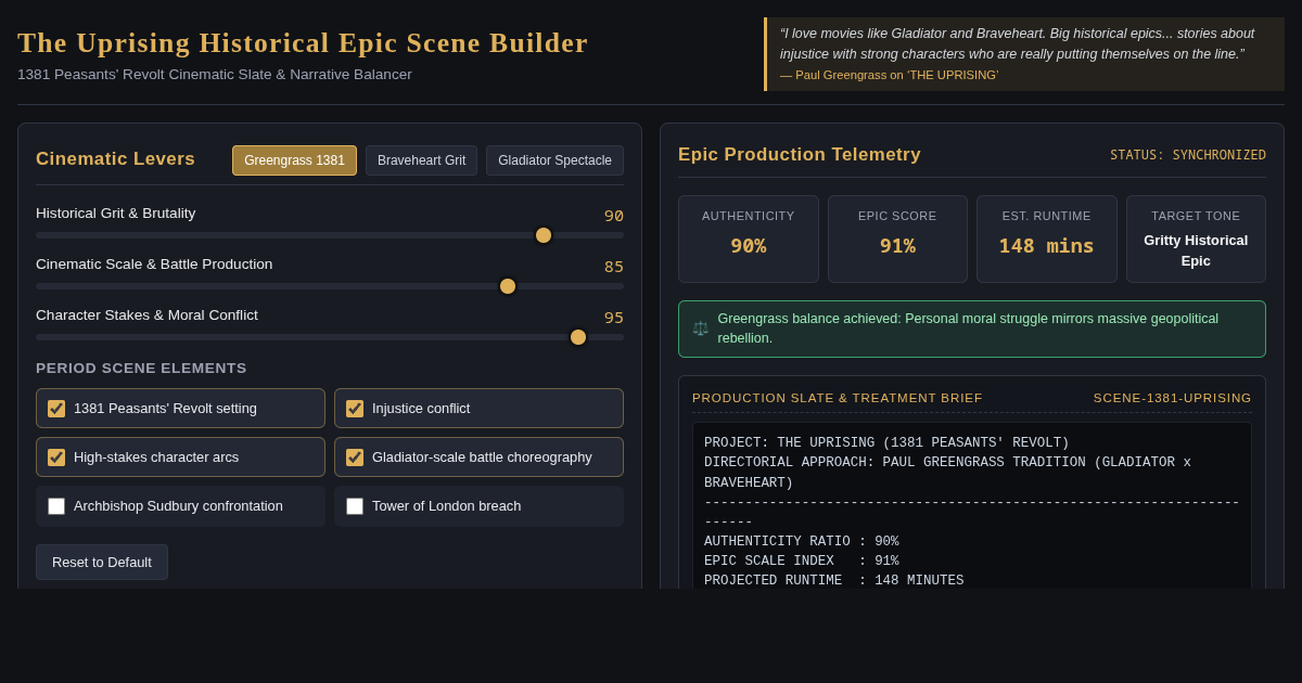 The Uprising Historical Epic Scene Builder preview