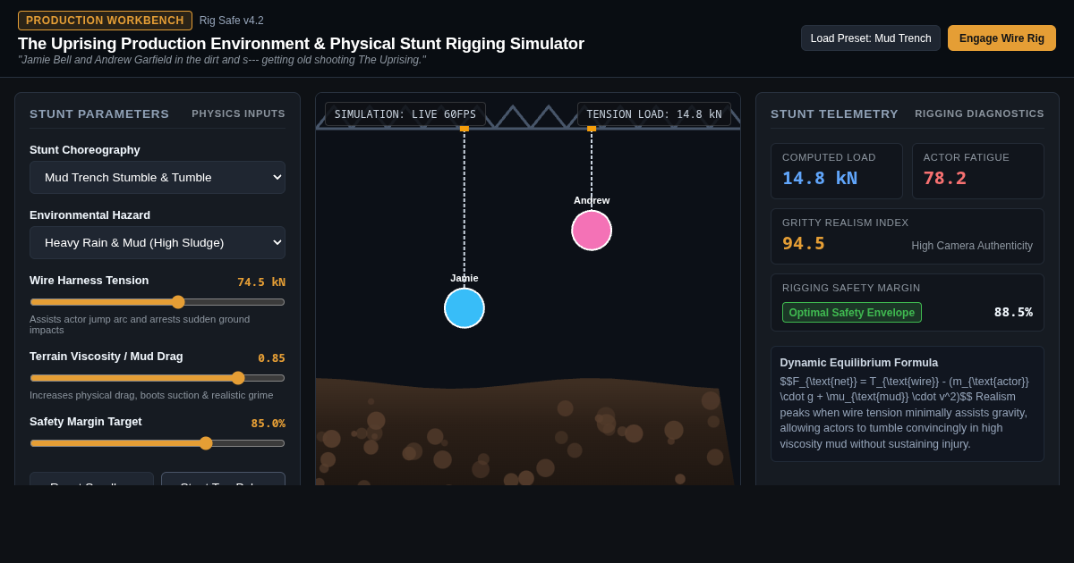 The Uprising Production Environment & Physical Stunt Rigging Simulator preview