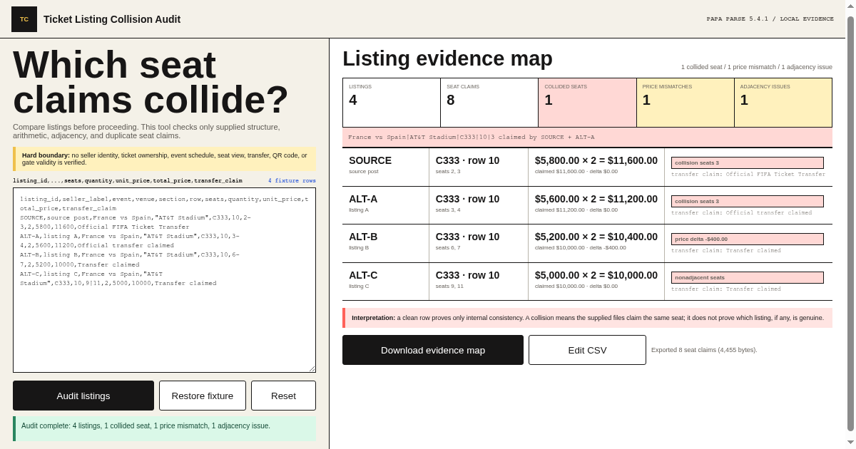 Ticket Listing Collision Audit preview