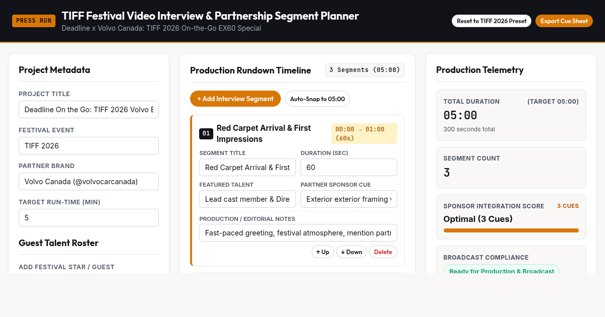TIFF Festival Video Interview & Partnership Segment Planner preview