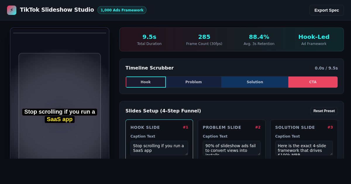 TikTok Slideshow Video Converter & Hook Optimizer preview