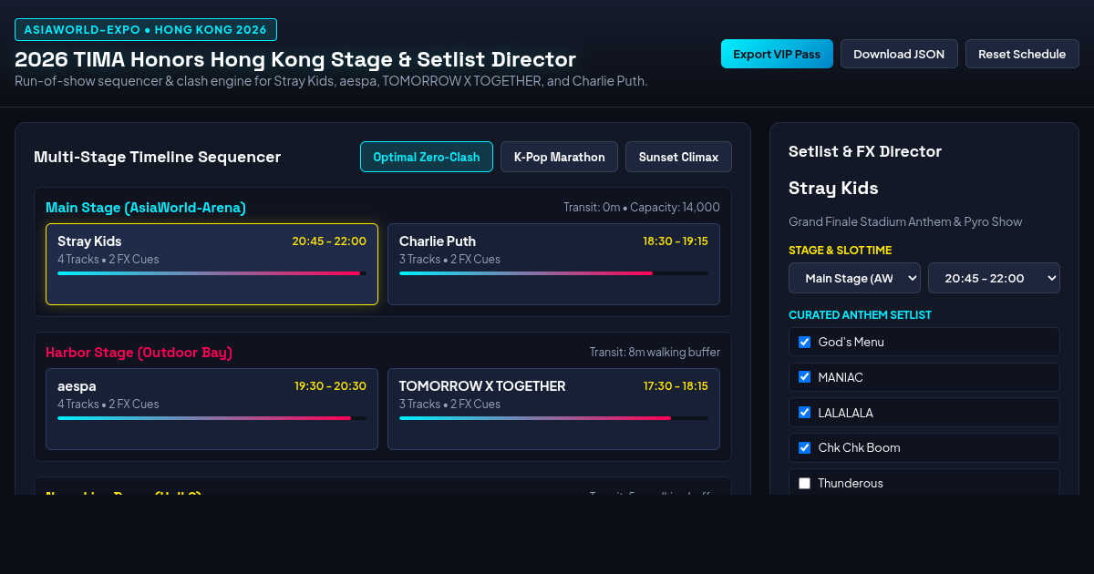 2026 TIMA Honors Hong Kong Stage & Setlist Director preview