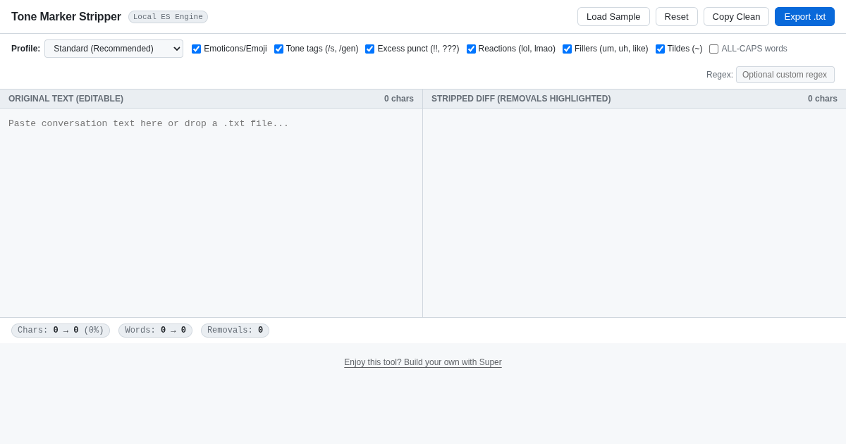 Tone Marker Stripper — Clean Casual Conversation Text preview