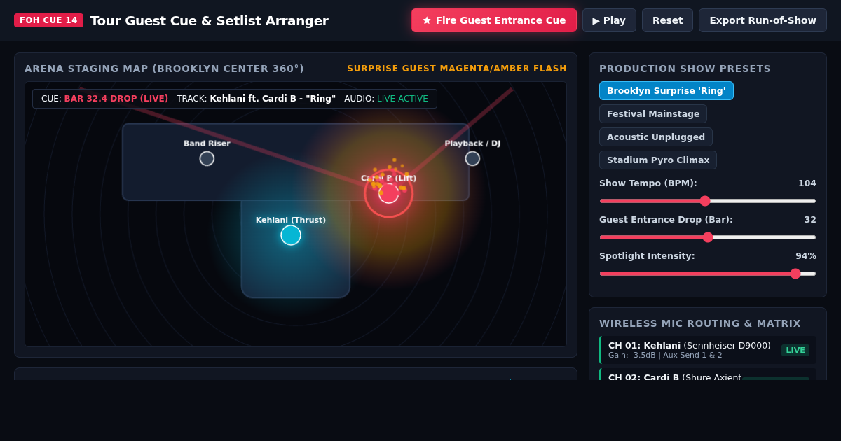 Tour Guest Cue & Setlist Arranger preview